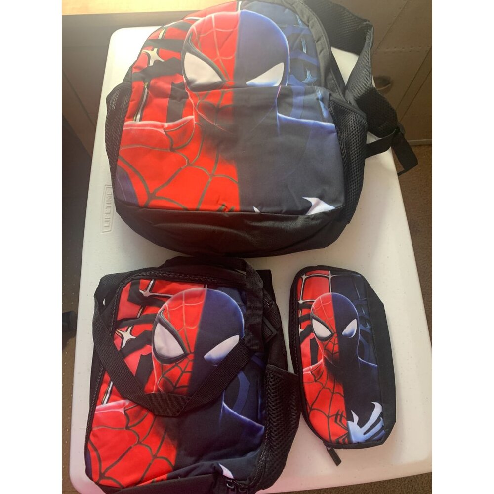 Marvel Spider-Man 3-Piece Backpack Set W/ Lunchbox & Pencil Case Kids School Sup